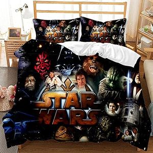 EU-VV Set Biancheria da Letto in Cotone Star Wars Gonna da Letto + 2 Federe + Copripiumino (King (220x240cm),Immagine 03)