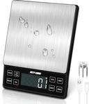 NEXT-SHINE Food Kitchen Scale 11lb/5kg, 0.1g High Precision & Type-C Rechargeable Digital Scale, Large Stainless Steel Platform with Backlit LCD for Baking, Cooking, Meal Prep (9 Units, Tray Included)