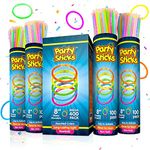 Glow Sticks Bulk 400 Count - 8" PartySticks Brand Premium Glow in the Dark Light Sticks - Makes Tons of Glow Necklaces and Glow Bracelets (4 Tubes of 100)