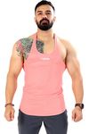 FUAARK Men's Stringer Y Back Bodybuilding Gym Tank Tops (Large, Pink)