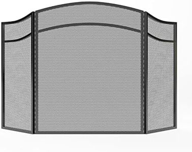 Lizh Fireplace Screen with Arch Frame 3 Panels, Steel Mesh Simple Design Fireplace Screen