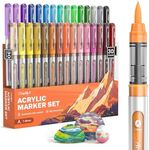 JusArt Acrylic Paint Markers Brush Tip 30 Colors, Water Based Acrylic Markers with Automatic Ink Control System, Waterproof Acrylic Paint Pens for Rock Painting, Wood, Fabric, Egg, Christmas Gift