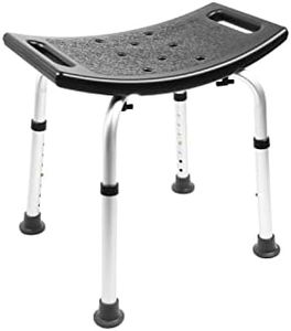 Pepe - Taburete Baño Ducha, Taburete Ducha para Mayores Rectangular, Silla Ducha Mayores Regulable, Banqueta Ducha Antideslizante sin Respaldo, Taburete Baño Adulto Negro, Montaje sin Herramientas