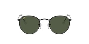 Ray-Ban RB3447 Round Metal Sunglasses, Black/G-15 Green, 53 mm