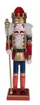 Clever Creations Traditional King Nutcracker Collectible Wooden Christmas Nutcracker | Festive Holiday Decor | Red and Blue Embellished Uniform | Holding Tall Gold Scepter | 100% Wood | 12” Tall