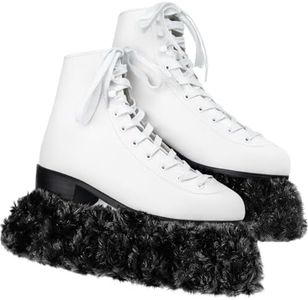 Gemscream Ice Skate Guard Fuzzy Ice Skate Blade Covers Hockey Skate Soakers Figure Skate Guards for Girls Boys Youth Women Men Adult(M Size,Black)