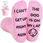 BISOUSOX 1 Pair Dog Cat Lovers Gifts For Mum Women Non Slip Fuzzy Socks Novelty Socks Women 3.5-7 Size Soft Comfortable Funny Socks Birthday Gifts for Wife Girlfriend