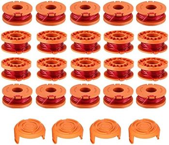 RUIITEN WA0004/WA0010 Replacement Trimmer Spools, 0.065" Weed Eater Lines Caps for Worx String Trimmer Weed Eater WG154 WG163 WG160 WG180 WG175 WG155 WG151 (20 Spools + 4 Caps)