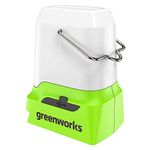 Greenworks G24LA500 Lantern and Camping Light with Hanging Hook, 500 Lumens, 3 Brightness Settings, USB & Type C Outlets WITHOUT 24V Battery & Charger, 3 Year Guarantee