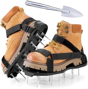 Ohuhu Sandales Aérateur Pelouse Installation Gratuite, Aérateur de pelouse avec Pelle en Acier Inoxydable, Chaussure à Gazon Chaussures à Ongles Scarificateur Gazon Chaussures pour Gazon, Noir