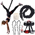 PRIORMAN Bungee Fitness Equipment Set Heavy Cord Yoga Fitness Bungee And Harness at Home Bungee Dance Resistance Belt Rope Workout Fitness Gym Professional Training Equipment (L 154-176 lbs)