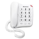 Binatone Big Button 110 Corded Phone, Wall Mountable, Hearing Aid Compatible, Redial Button - White