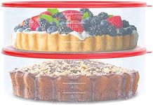 2 Pack Pie Carrier Cake Storage Container with Lid | 10.5" Large Round Plastic Cupcake Cheesecake Muffin Flan Cookie Tortilla Holder Storage Containers Airtight | Pie Keeper Transport Container