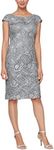 Alex Evenings Women's Short Knee Length Floral Embroidered Cocktail Sheath Dress, Charcoal, 10