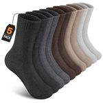 UUMIAER 5 Pairs Merino Wool Socks for Men, Thermal Wool Hiking Socks Supper Thick Winter Crew Socks (US Size 7-13), Solid Color(5 Pairs), 7-13