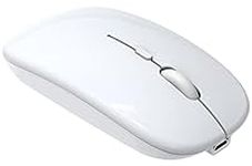 Bluetooth Mouse Rechargeable Wireless Mouse for iPad Tablet Cell Phone Smartphone iPhone MacBook Pro Air Laptop PC Computer Mac iMac Desktop Windows Android Portable Silent 2.4G Cordless Mice (White)