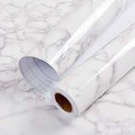 Hode Marble Sticky Back Plastic 40cm X 2m Granite White Grey Vinyl Wrap Contact Paper Self Adhesive Wallpaper Waterproof PVC Roll for Kitchen Countertop Furniture Easy to Remove