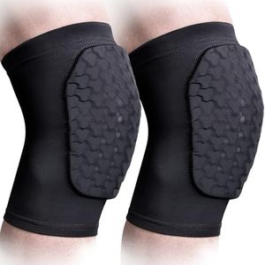 COOLOMG Basketball Knee Pad for Kids Youth Adult, Compression Anti-slip Knee Sleeve for Volleyball Football, Sports Knee Protector (1 Pair) Black M