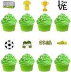 24 Pcs Soccer Cupcake Toppers Decorations Soccer Ball Cupcake Toppe Sports Theme Cupcake Picks for Soccer Party Decoration Football Theme Party Supplies for Men Boy