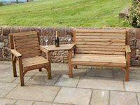 STAFFORDSHIRE GARDEN FURNITURE | WOODEN GARDEN SET | ONE BENCH, ONE CHAIR AND TRIANGLE TRAY | DELIVERED FULLY ASSEMBLED FURNITURE