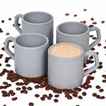 Eha Earth-Friendly Comfy Coffee Cup Set of 4 | 200 ml | Made with Rice Husk & Bamboo Fibers | Microwave Safe | for Hot & Cold Coffee Mug, Tea & Milk | Natural Matte Finish | Azure