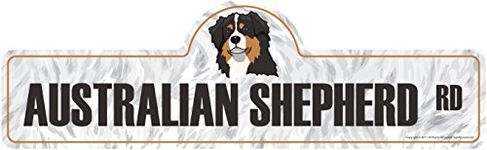 Australian Shepherd Street Sign | Indoor/Outdoor | Dog Lover Funny Home Décor for Garages, Living Rooms, Bedroom, Offices | SignMission Personalized Gift | 18" Wide