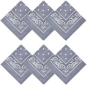APIGANIZ 100% Cotton Bandanas, 21 x 21 inches, Set of 6 (Basic - Light Blue Gray)