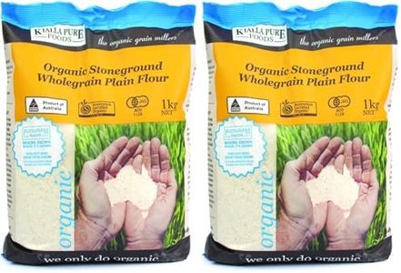 Kialla Pure Organics Organic Stoneground Wholegrain Plain Flour, 1 kg, Multicolour (Pack of 2)