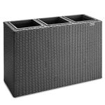 CASARIA® Large Tall Rattan Flower Pot Planter | 3 Removable Inner Plant Pots With Water Drain | Poly Rattan Trough Flower Box Planters Outdoor Garden | 83x30.5x60 cm | Black