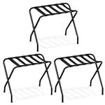 HOOBRO Luggage Rack, Pack of 3, Metal Foldable Suitcase Stand for Guest Room, Holds up to 45.5 kg, 69 x 39 x 56 cm, Steel Frame, Nylon Straps, Hotel, Bedroom, Closet, Black BK02XLP301