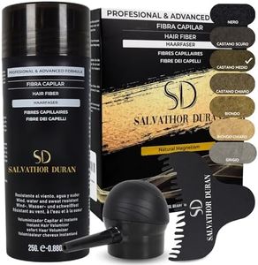 Fibre Capillari Salvathor Duran 25 grammi - Dissimula Alopecia - Copre Caduta dei Capelli - Crea Volume dei Capelli per Uomini e Donne - Kit Hair Fiber + Diffusore + Pettine (Castano Medio)