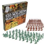 100 Piece World War II Plastic Toy Soldiers Traditional Green and Brown Army Men Soldier Figures with Battlefield Weapon Accessories Kids Military War Games Action Figures Combat Force Model Playset