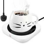 Coffee Mug Warmer, Mug Warmer for Desk, Cup Warmer with 3 Temperature Settings, Electric Beverage Warmer, 4H Auto Shut-Off, Candle & Tea & Coffee & Milk Warmer for Office Home Desk Use (UK Plug)