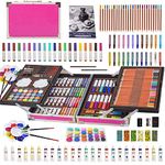 KINSPORY Art Set for Kids, 139PCS Art Kits For Kids, Deluxe Painting Aluminum Box Art Set, Coloring Drawing Art Supplies Case Gift for Artists Teens Boys Girls 4 5 6 7 8 9 10 11 12 (Pink)