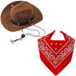 Dog Costume Halloween Dog Cat Cowboy Hat with Dog Bandana Funny Cute Pet Cowboy Costume Cosplay Cap Party Accessories