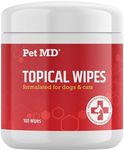 Pet MD Chlorhexidine Wipes for Dogs and Cats with Ketoconazole and Aloe - Medicated Wipes - 100 Count