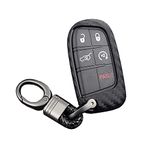 M.JVisun Soft Silicone Rubber Carbon Fiber Texture Case Key Fob Cover For Compass Grand Cherokee/For Dodge Challenger Charger/For Chrysler 200 300/For Fiat 500 Car Key - Black - Weave Keychain