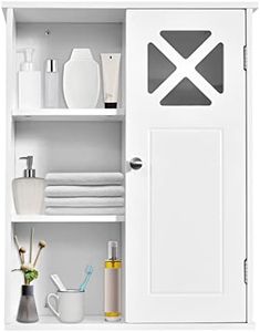 Bathroom Medicine Cabinet, Wall-Mounted Storage Cabinet, Storage Organizer w/Adjustable Shelves & Open Compartments for Bathroom, Living Room, Kitchen, White