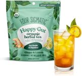 Four Sigmatic Happy Gut Organic Herbal Tea | Organic Lemon Ginger Tea with Probiotics & Turkey Tail Mushroom | Instant Digestive Tea | Vegan, Gluten-Free | Lemon Ginger, 24 Servings