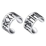 FaithHeart Viking Ear Cuffs for Women Men, Sterling Silver Norse Runes Cuff Earrings Non-Piercing Earring Jewellery - Gifts for Mothers Day