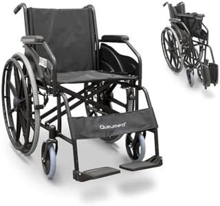QUIRUMED Silla de ruedas plegable EASY STYLE, Acero, Ancho 46 cm, Fácil plegado, Aros autopropulsores, Reposapiés abatibles, Asiento acolchado, Frenos manuales, Para mayores, Para minusválidos