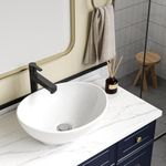 Bathroom Sink, White Ceramic Elliptical Vessel Sink - 16 in x13 in Above Counter Bathroom Vanity Basin for Modern Lavatory Design