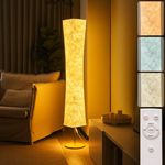 BASRAE Remote Floor Lamp,60in Modern LED Standing Lamp for Living Room Bedroom,Soft Design,3000K-6000K,White Floor Light with Fabric Shade,Home Deco Dimmable Corner Lights Standard Lamps