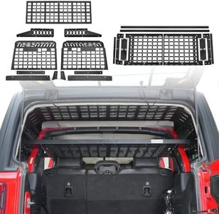 HIGH FLYING 2018-2026 for Jeep Wrangler JL 4dr Rear Window Panels Molle Cargo Rack Basket/Tailgate Foldable Cargo Shelf Aluminum, ONLY Fit Hard Top (Side+Roof+Middle Panels)