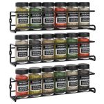 Vinsani 1/2/3/4/5/6 Tier Spice Racks Organiser - 3 Tier Flexible Herb Spices Condiments Jar Wall Mounted Hanging Storage with Adhesive Stickers & Screws For Pantry Kitchen Walls (Black)