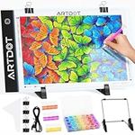 ARTDOT A4 Light Pad for Diamond Painting Accessories, USB Powered Light Board for Diamond Art Kits, Adjustable Brightness LED Light Box with Detachable Stand and Clips