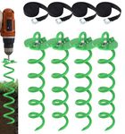 Eurmax USA 4-Pc Pack Spiral Stakes Heavy Duty Anchor Kit Ice Screw Anchor for Trampoline, Tents, tarps, Canopies,car Ports,Dog tie Out and etc Bonus Tie Down Straps 4-Pc Pack (Green)