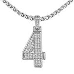 FindChic Bling Number 4 Chain for Men Cubic Zirconia Diamond Pendant Necklace Hip Hop Jewelry