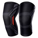 serveuttam® Knee Support for Men (1Pair) –Ortho Knee Cap Women | Knee Sleeves for Running Jogging Gym Squats | 4 Way Compression Knee Sleeves | Sleeves for Sports Arthritis Pain (Red and Black, L)