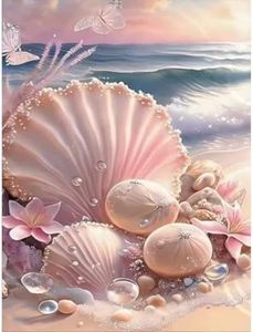 CNITUR Diamond Painting Kits for Adults, Full Drill 5D Diamond Painting by Number Kits for Home Wall Decor, Diamond Art Kits B11880, DIY 5D Diamond Painting Conch (12 x 16inch)